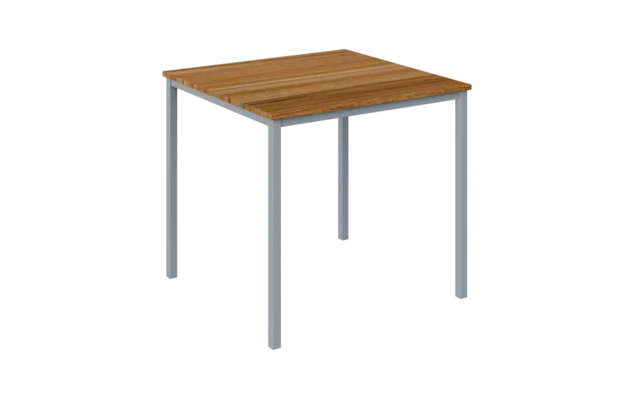 JPT 80 Jídelní stůl 800 x 800 mm, deska ořech světlý / podnož stříbrná